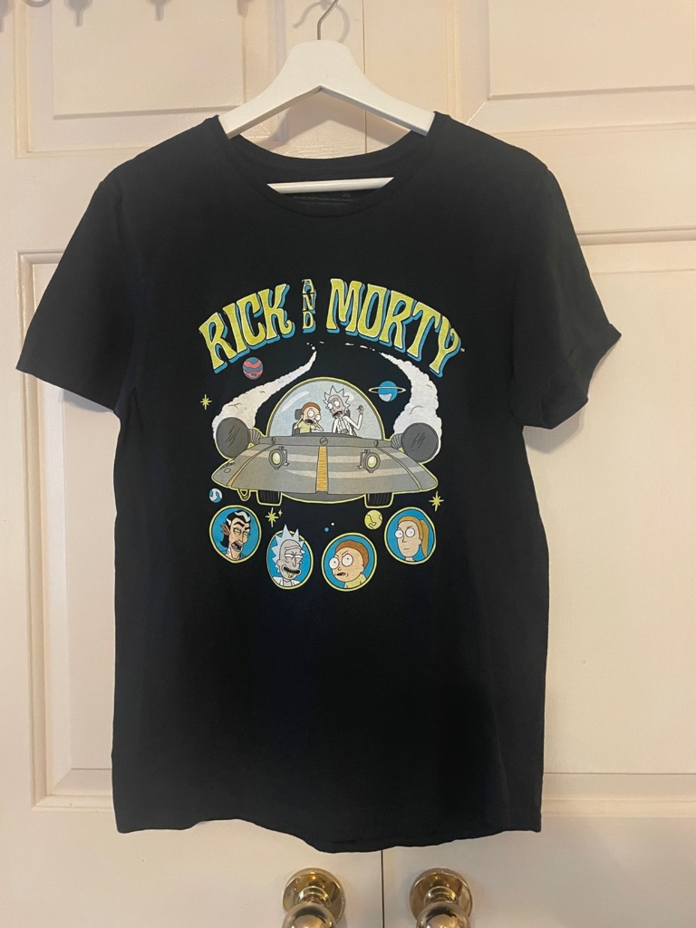 Rick and Morty Men’s Black Short Sleeve Tee - Graphic Crew Neck size M
